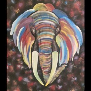 Elephant painting ,Original Elephant Canvas Art, Elephant wall art, Elephant art